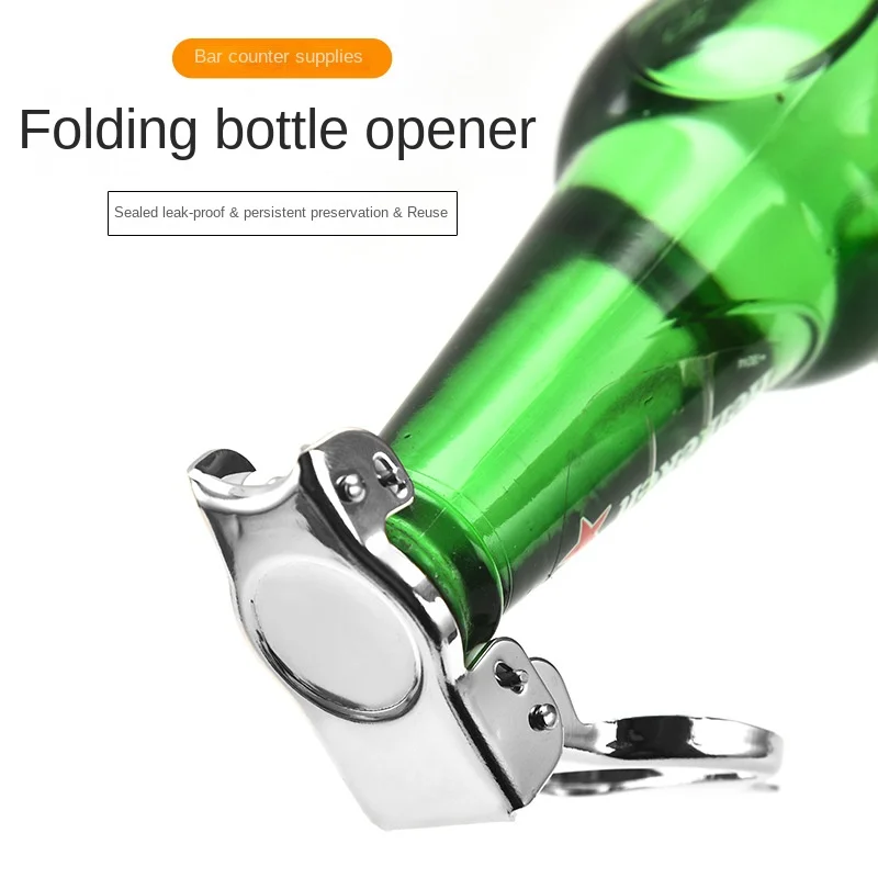 Stainless Steel Bartender Soda Bottle Opener Carbonated Beverage Preservation Device Multifunctional Folding Can Opener