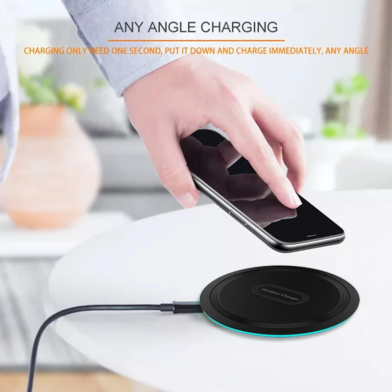 New Private Model 15W Wireless Pad LED Ambient Light Type-c Wireless Charging Fast Charger with Cooling Function