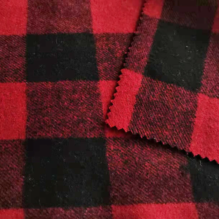 Fashionable Hot selling 393gsm 50 wool 50 oth melton plaid fabric for coats