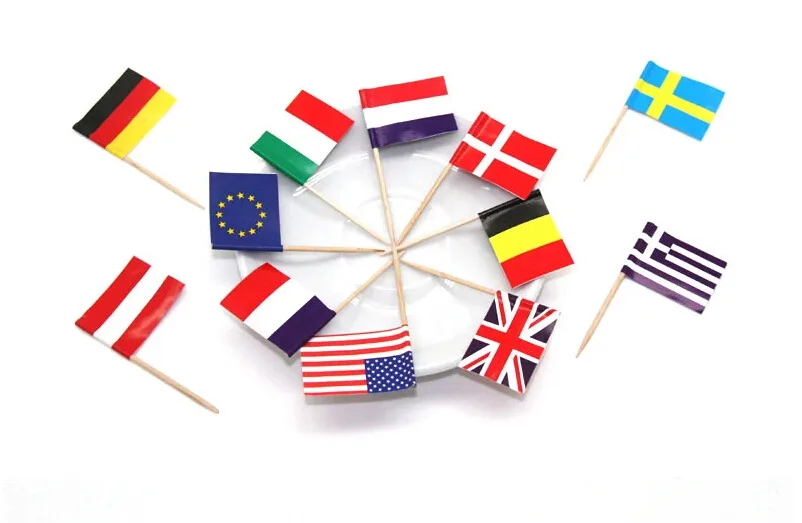 2024 Custom Flag Wooden Food Mini Burger Cocktail Toothpicks Flags