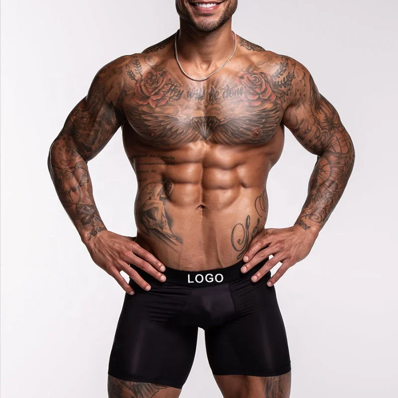 High Quality Manufacturer OEM Custom Logo Mens Solid Dresses Underwear Boxer Brief Mid-rise Homme Trunk Cotton Boxers For Men