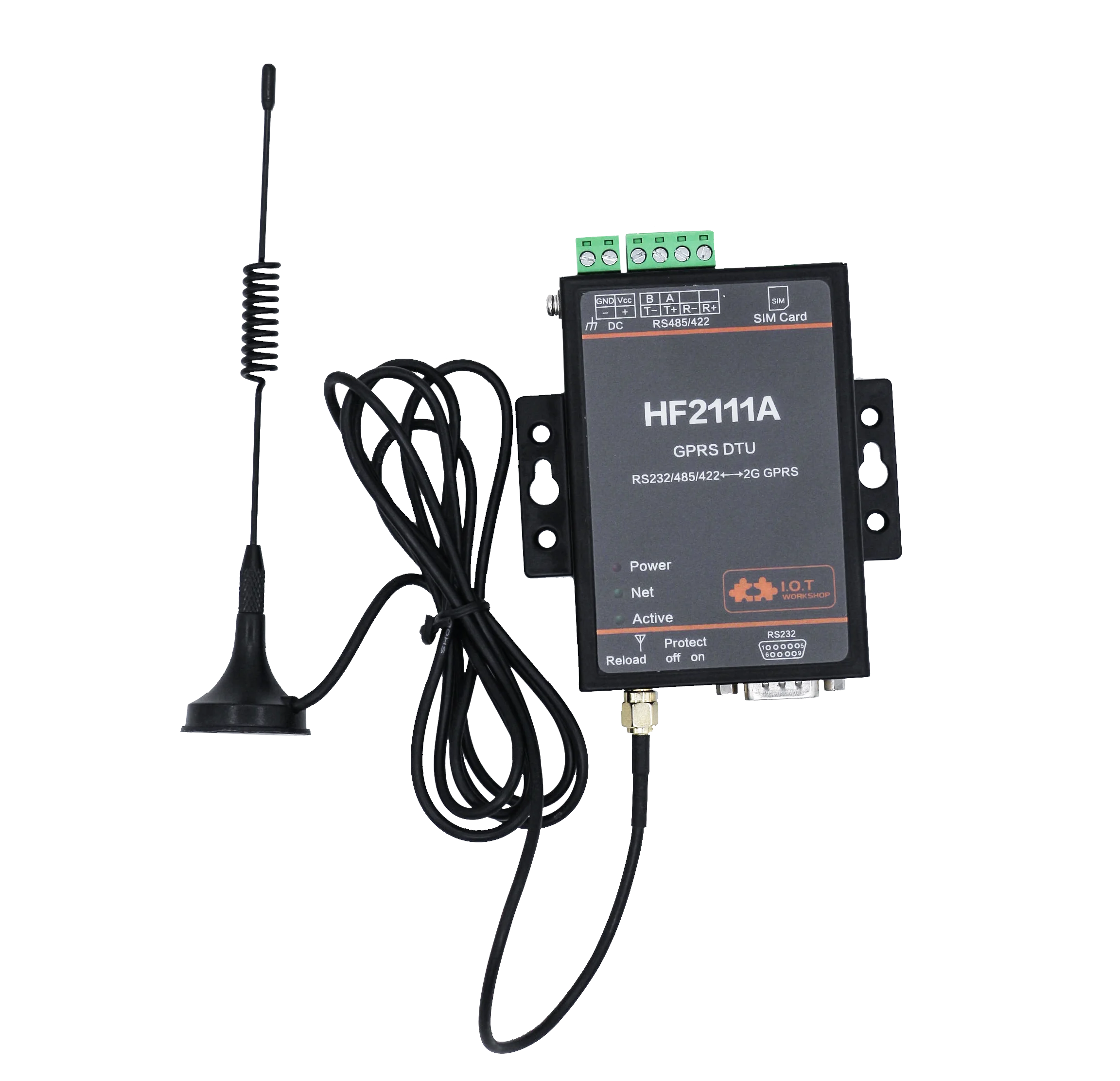 HF2111A Industrial Modbus Serial RS232 RS485 RS422 to GPRS Converter Device Serial Server Support Data Multi-Center ModbusTCP