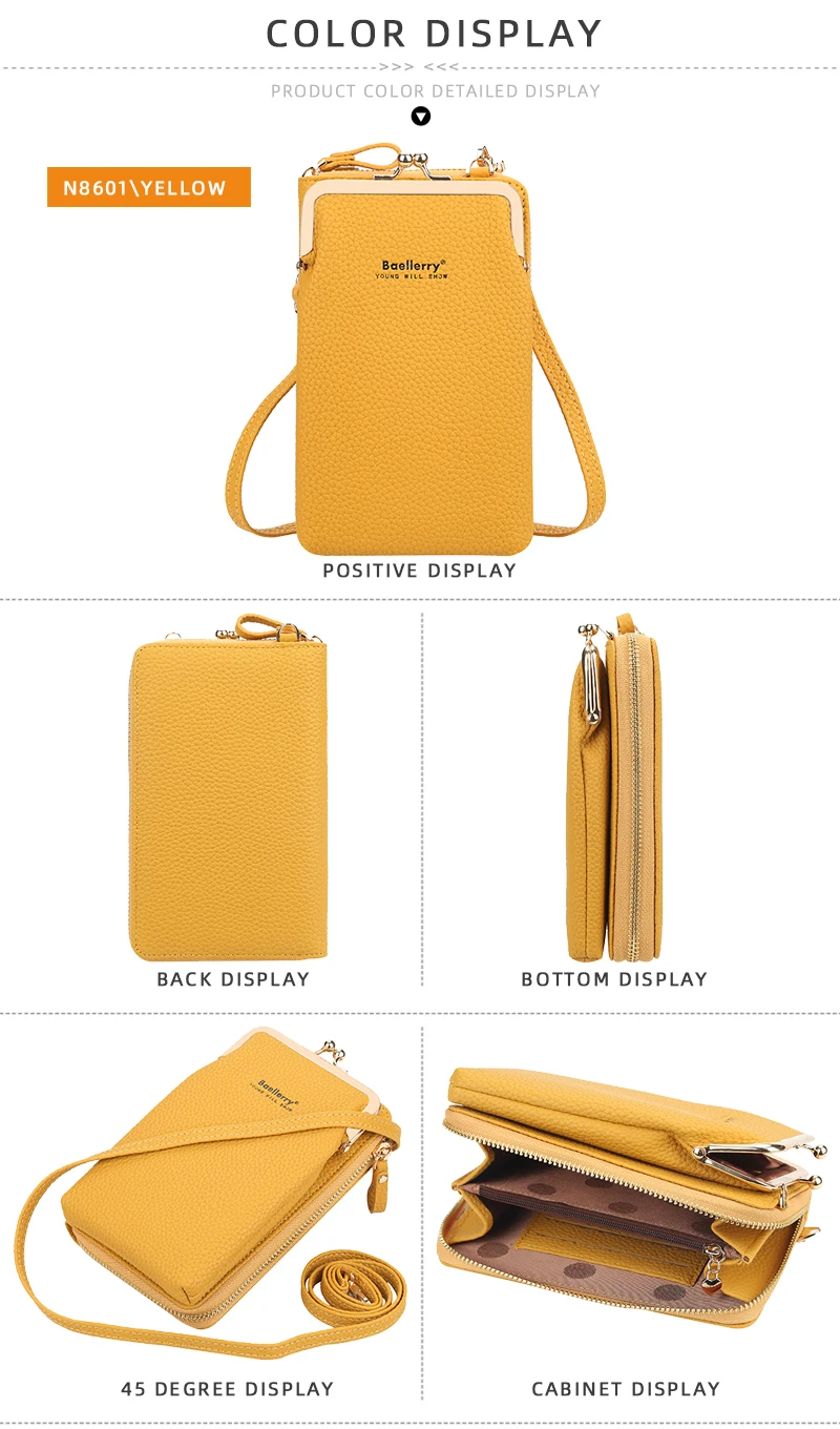 Baellerry crossbody shoulder bag custom leather bags Long Coin Purse wallet carteras mujeres