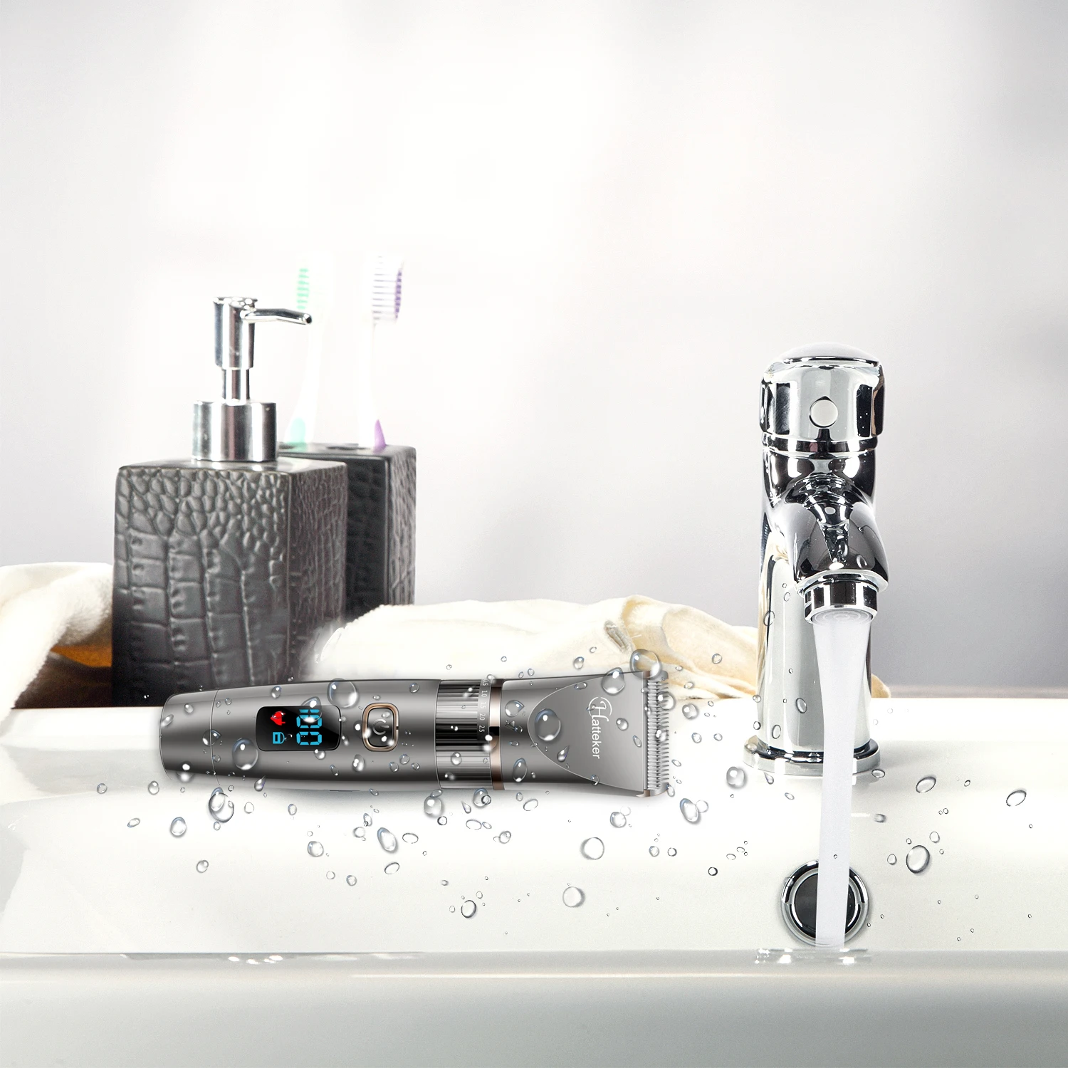 Hatteker 3 In 1 for Men Hair Cutting Kit LED Display Beard Trimmer Hair Clippers