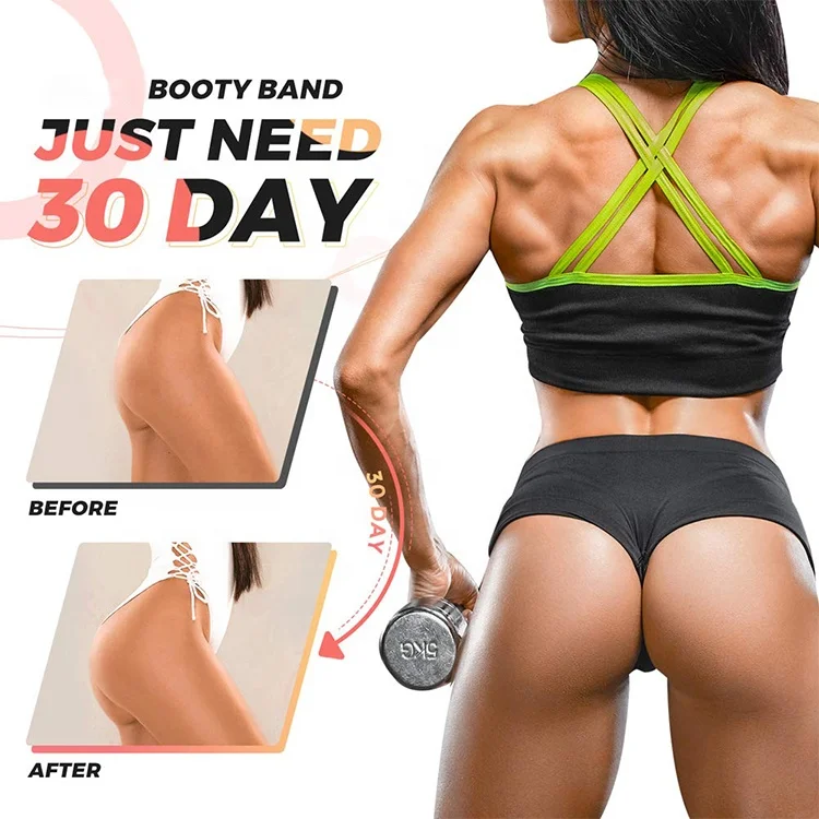 Customized logo stretch yoga sports exercise band fabric resistance band and booty bands of 3 levels