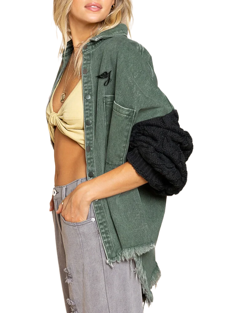 SMO Ladies button open patchwork women winter coat korean style jeans sweater denim jackets