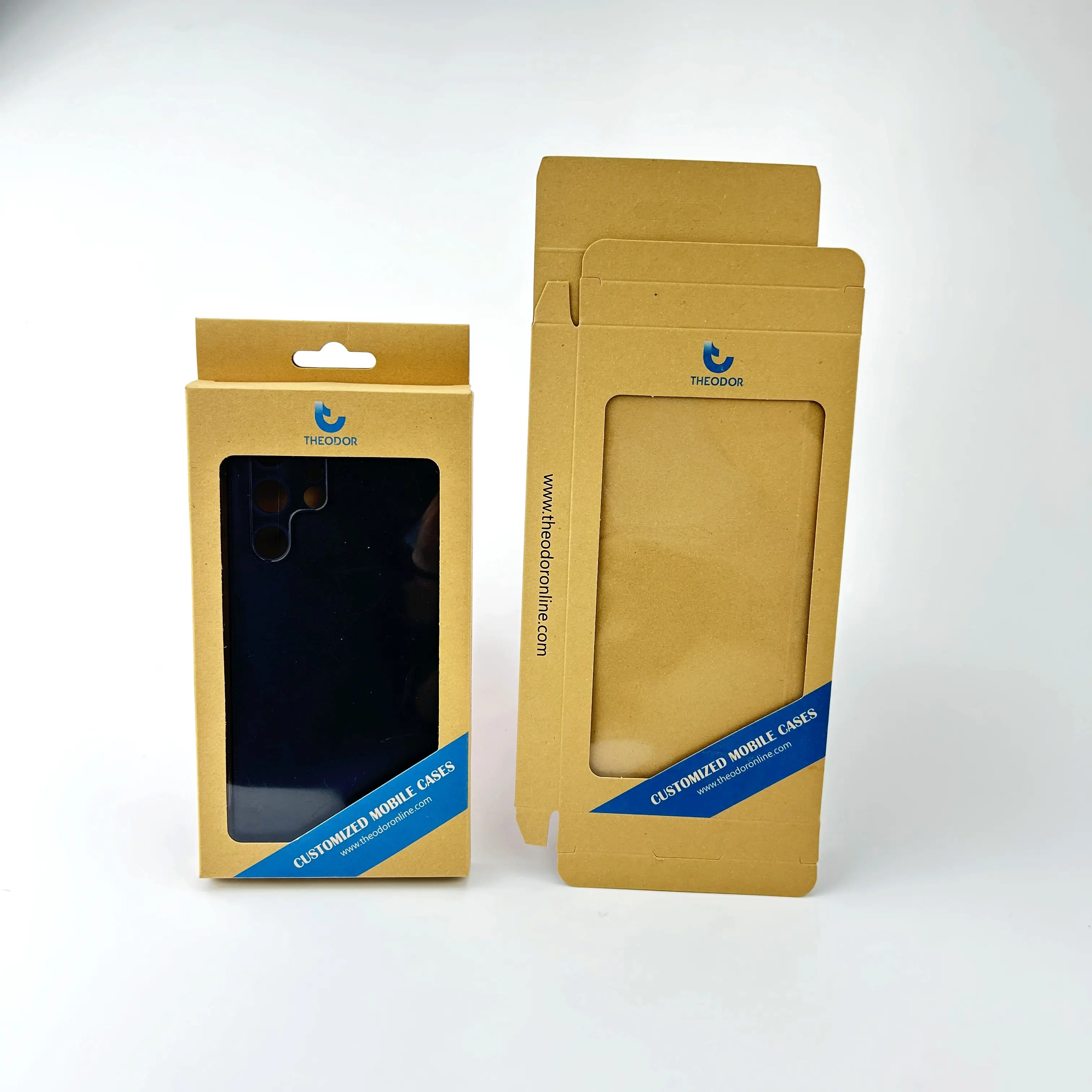 Custom logo folding kraft paper box packaging for mobile phone case