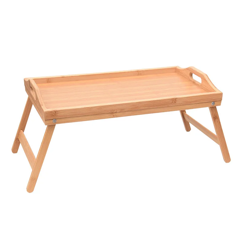 Customize bamboo wooden eating trays with foldable legs for serving food