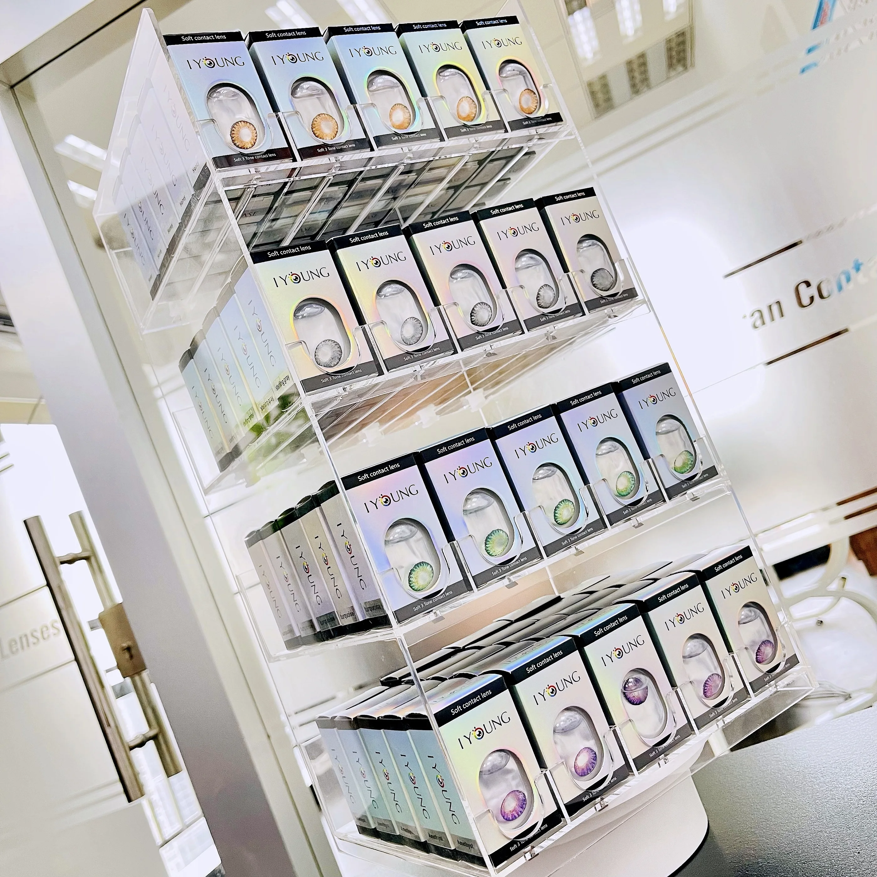 Красивая стойка для дисплея контактных линз, продажа цветных контактных линз с 3 щипцами в США