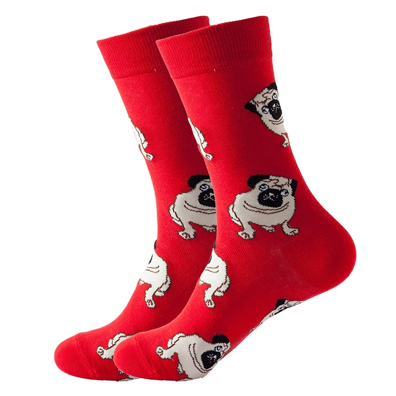 2021 Meias Personality logo dress novelty funny cartoon art animal dog cat girls fun colorful men socken cotton animal