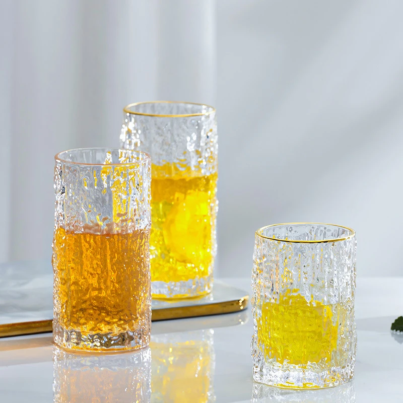 Professional customized services borosilicate glass mug coffee cup Glacial stria cupComfortable grip and smooth workmanship