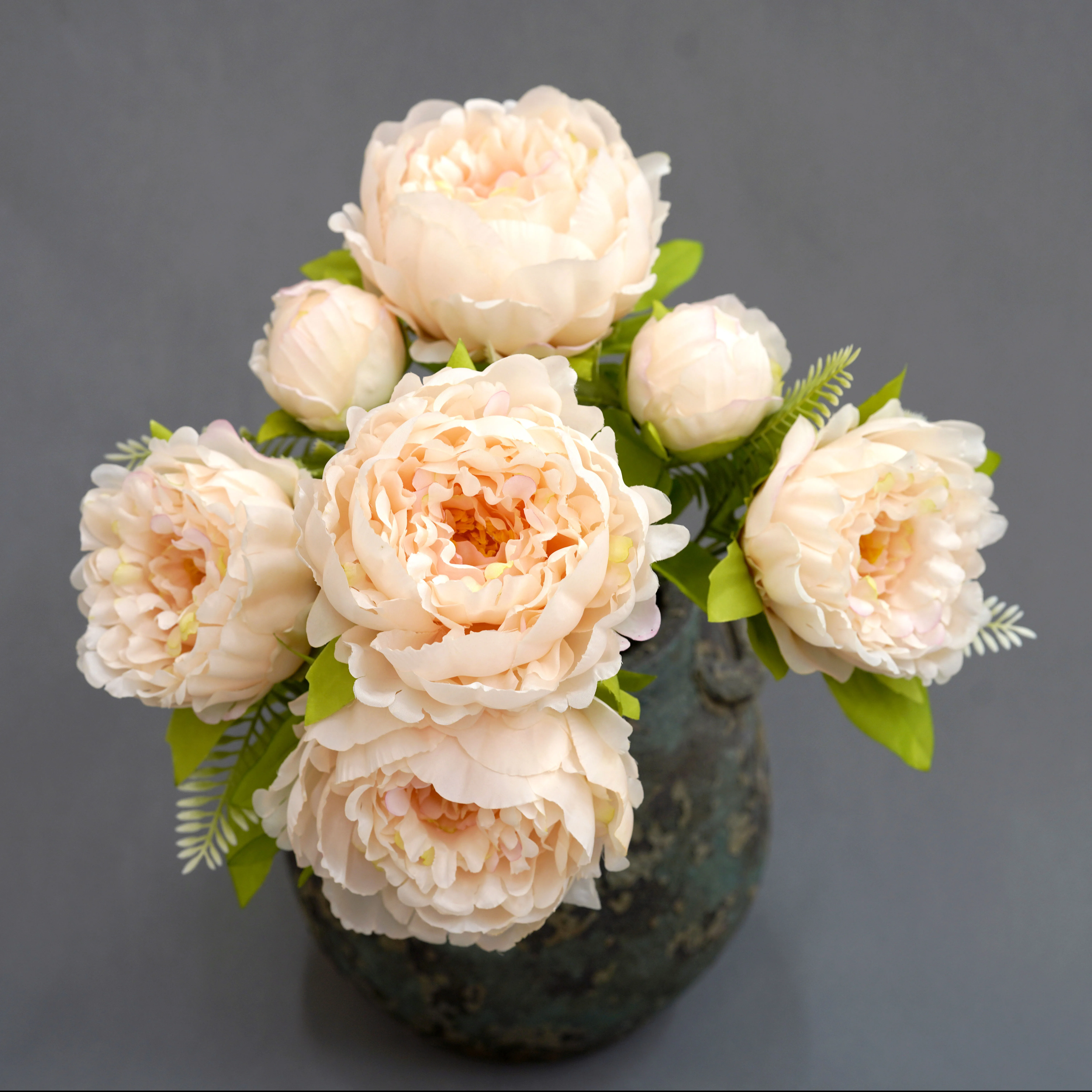 YIWAN Factory direct sale handmade 7 heads silk cloth artifical real touch flowers bouquet peonies fake peony for wedding decor