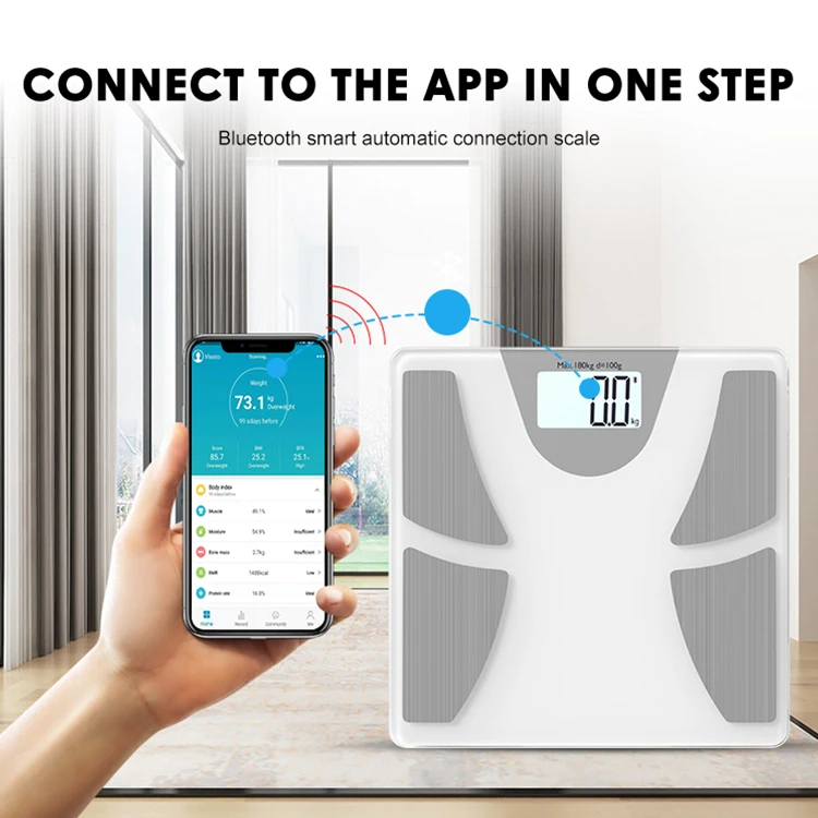 Blue tooth 180KG Custom Color Bathroom Weight Scales Digital Electronic Weighing Body Fat Scale