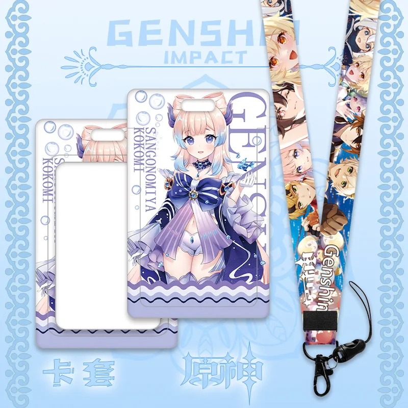 54 Styles Genshin Impact Card Holder Ganyu Hutao Venti Zhongli Anime Lanyard
