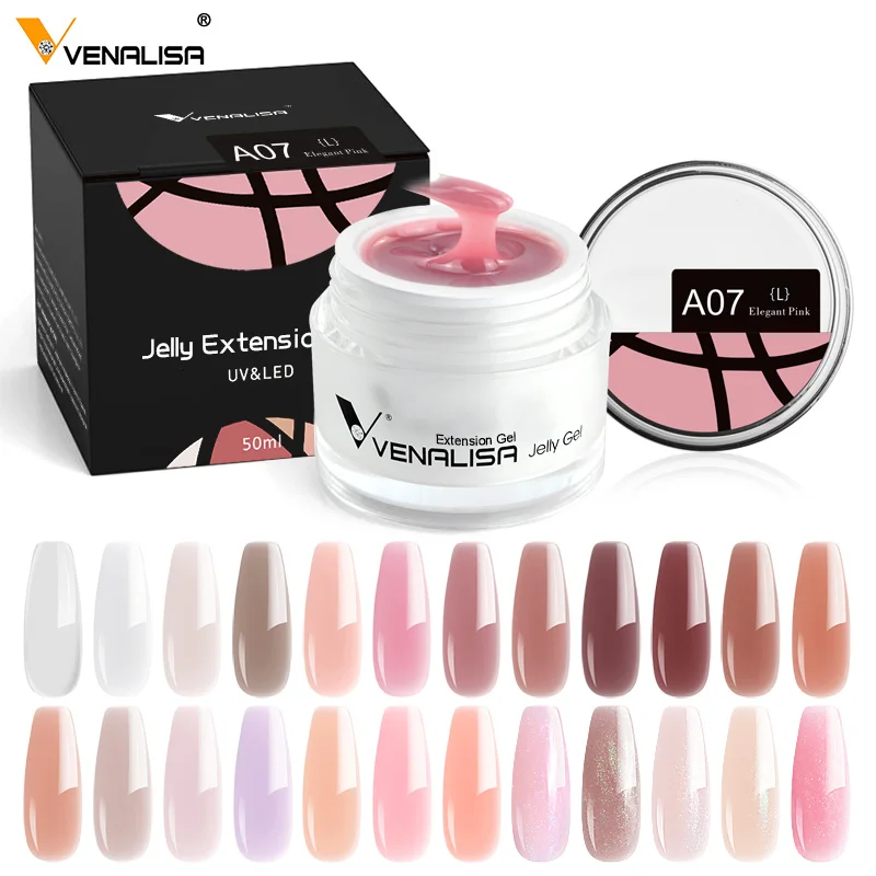 VENALISA 50ML OEM/ODM Manicure Private Label LED UV Fast Cure Nail Extension Thick Camouflage Color Nail Art Building Jelly Gel