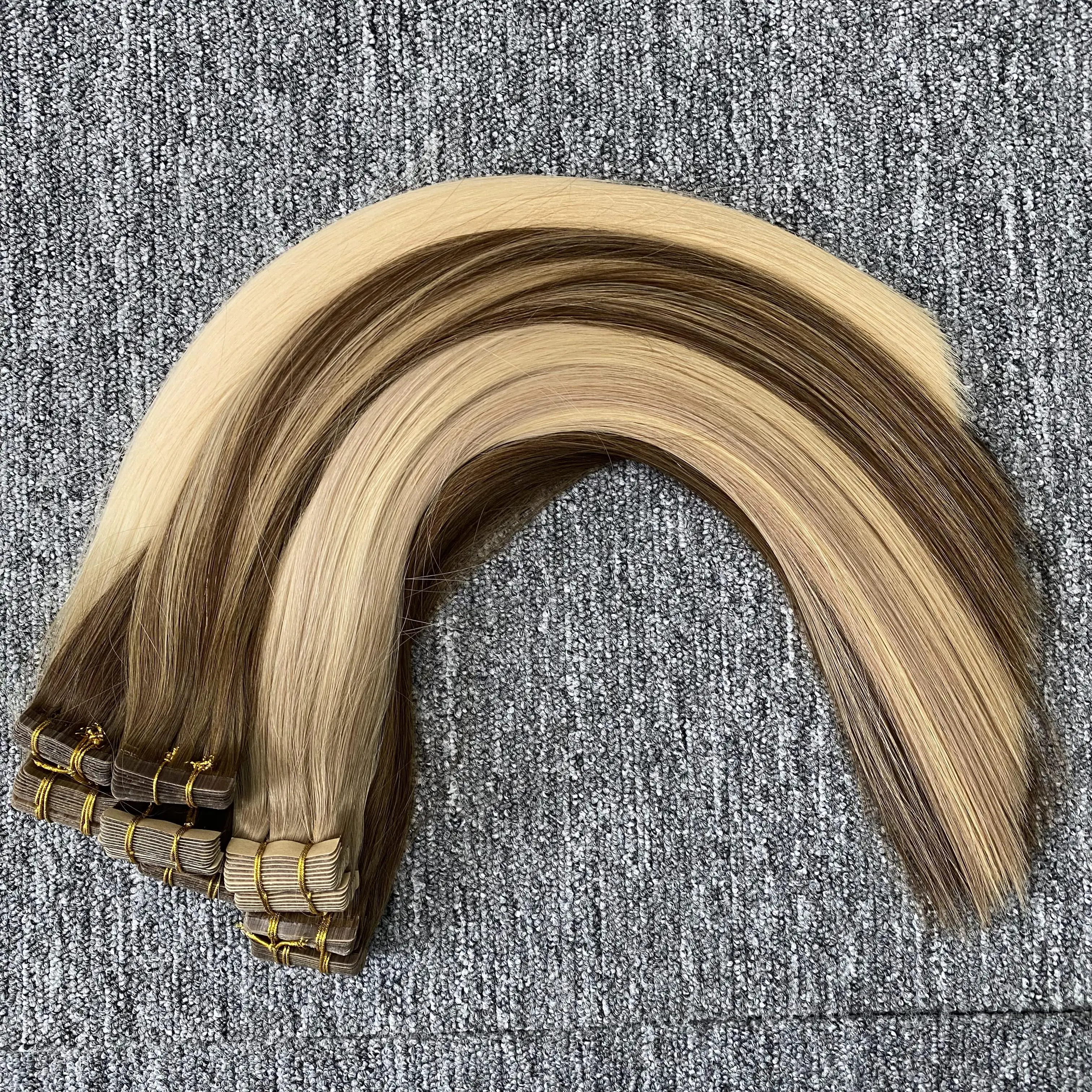 Wholesale Double Drawn Raw European Hair injected Tape in Extensions Cuticle Aligned Virgin Remy invisible Tape Hair Extensions