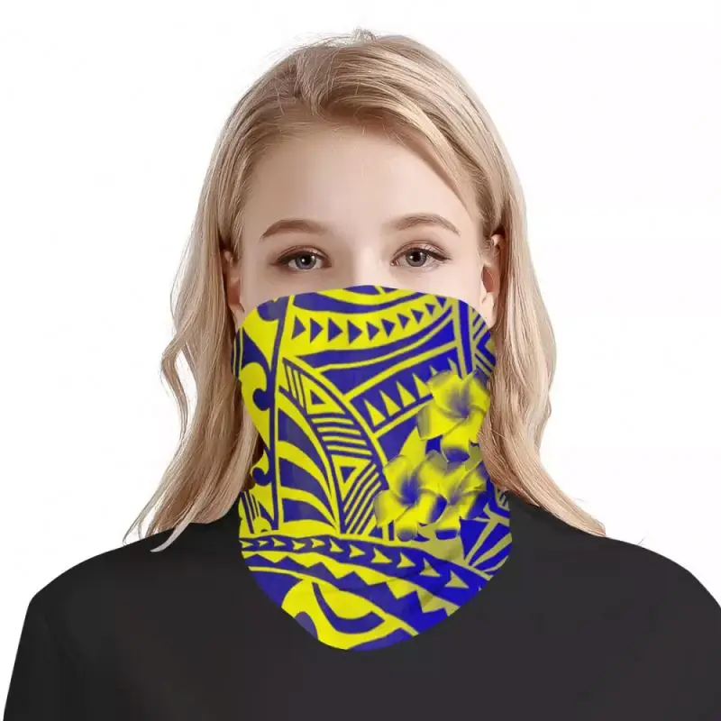 
1 MOQ Factory Price Polynesian Tribal Hawaii Hibiscus Seamless Polyester Stretch Tube Women Bandana Custom Multifunctional Mask 