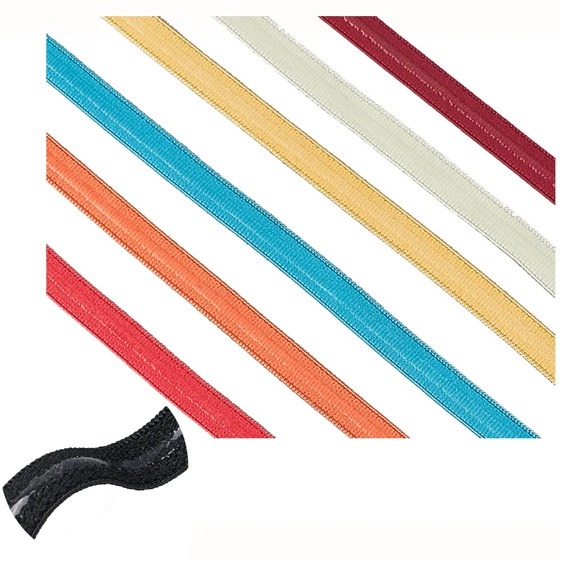 Wholesale silicon tape 1cm colorful black white silicone grip elastic tape swimwear underwear rubber elastic band