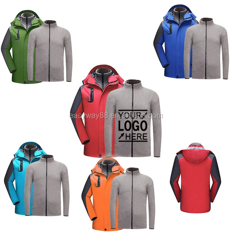 2020 green Mens winter jacket/ waterproof polyester windbreaker interchange jacket in Stock