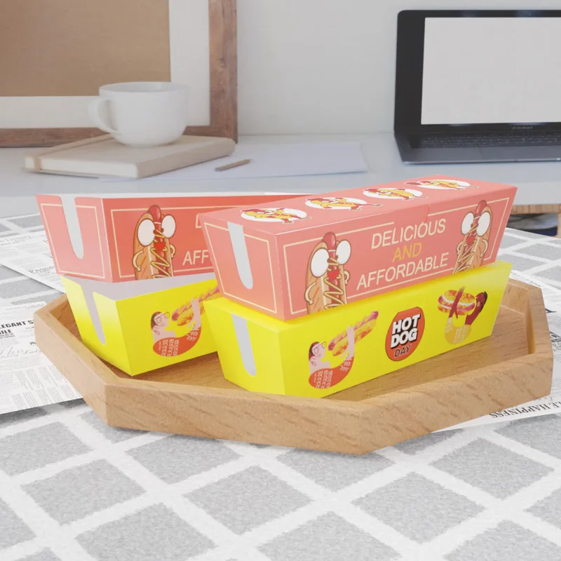 wholesale food grade  oil proof take out Hotdog Sushi Packaging Box Fast Food Package Corn dog Trays Containers