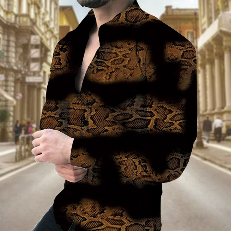 Мужская рубашка на пуговицах с принтом