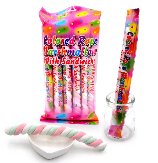 OEM halal strawberry fruit flavor long twist marshmallows