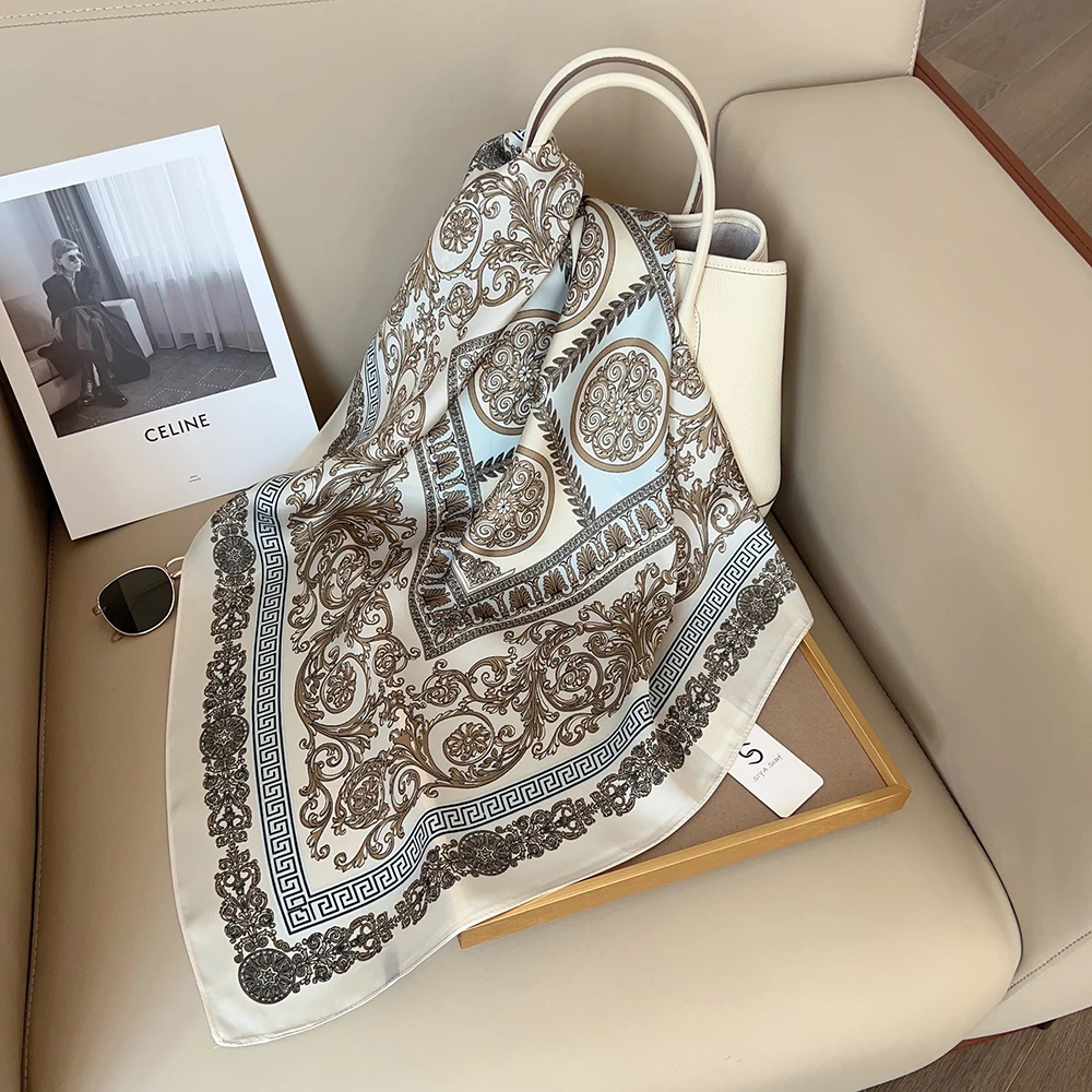 Wholesale 2024 New Styles 70*70cm  Silk Square Head Hair Scarves neck Tie Scarf Bandanas Women