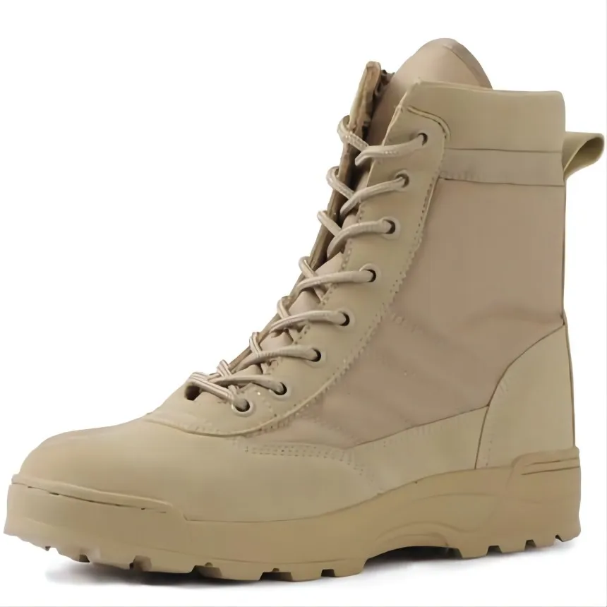 Military desert swat boots khaki tactical army US soldier polyester oxford rubber sole boots
