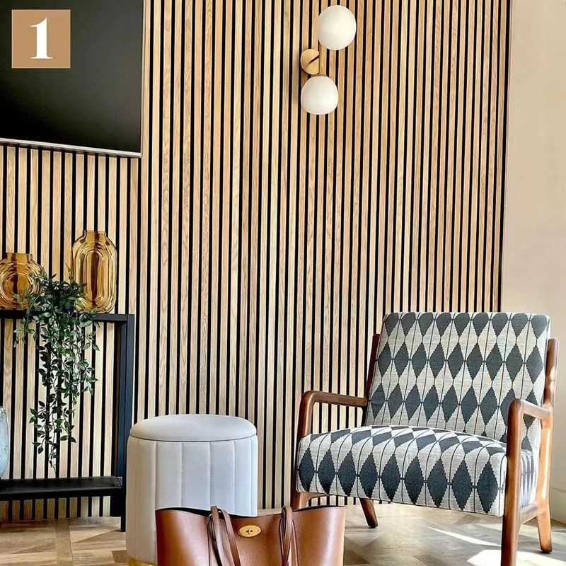 Noise Reduction Wooden Veneer MDF Wood Slats MGO Acoustic Wood Panel Pet Felt Backing for Wall Covering and Ceiling