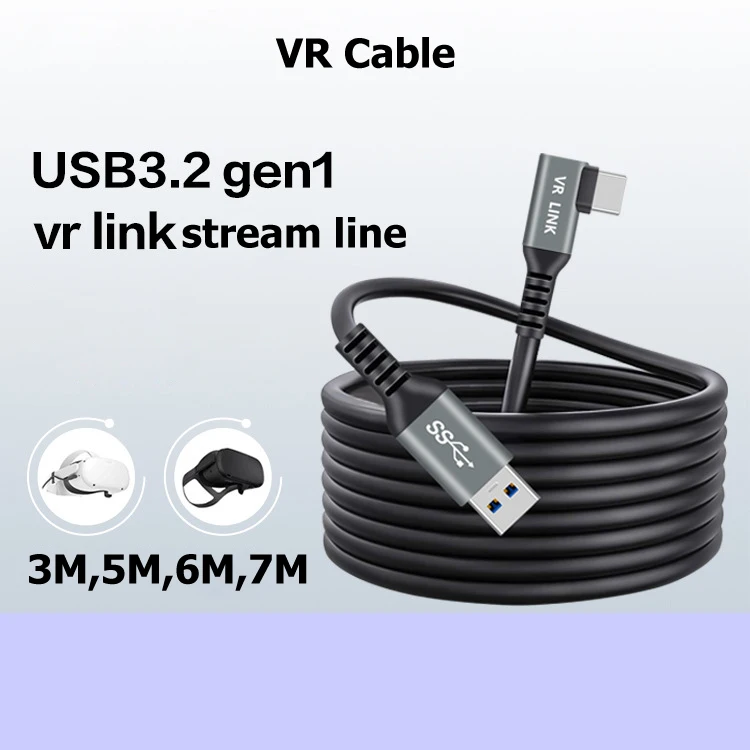 5M 6M Data Line For Oculus Quest 2 Link Headset USB 3.2 Type C Data Charging Cable  Transfer Type-C To USB-A Cord VR Accessories