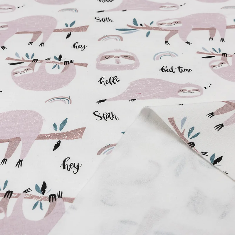 Baby knitted Jersey fabric combed 100%cotton cartoon printed fabric baby pajamas crawling clothes drooling towel fabrics