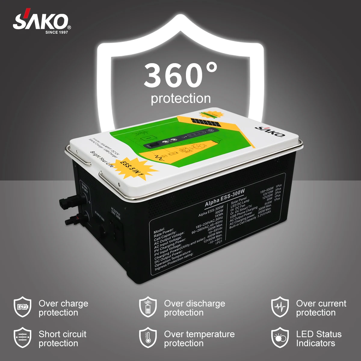 Sako Alpha ESS All-In-One 300W/1Kwh Energy System Off Grid For Home Storage Full Set Smart Photovoltaic Conversion Solar