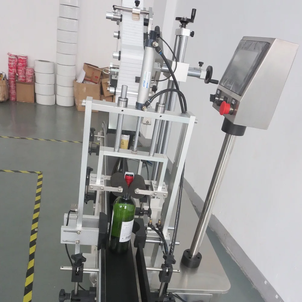 Automatic red wine tax stamp security label applicator beverage top side seal labeling machine