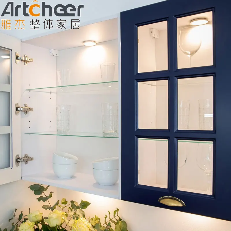 Modern kitchen cabinets in solid wood material quartz stone table top with nice accessories