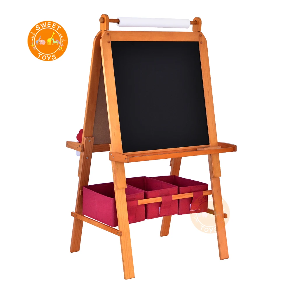 2-in-1 Lap Boards Top Easel Double-sided Wood Blackboard Drawing Board For Early Educational and Distant Learning