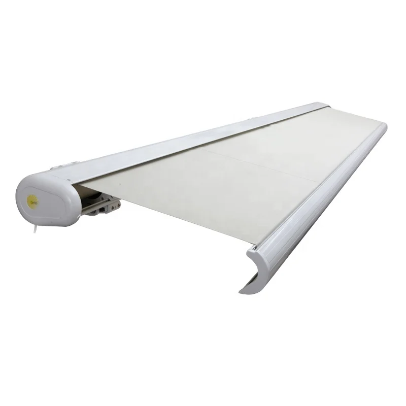 Outdoor Full cassette retractable awning folding arm awning  with LED light  motorized with remote control awning