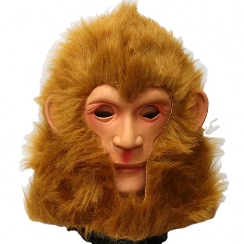 ISO 9001 Factory Monkey King Costume Mask Fancy Dressing Up Furry Animal Stage performance Props Latex Party Masks For Adult
