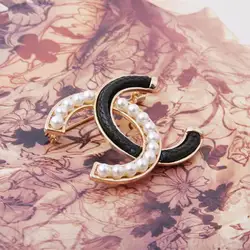 Ladies brand brooches high-end coats accessories metal pearls leather cords materials golden jewelry gifts custom proces