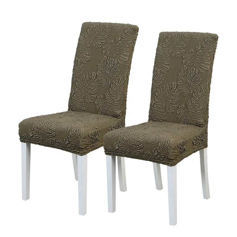 Simple wholesale modern Elastic jacquard chair covers Khaki Green small Dining chair seat covers for Dining Room