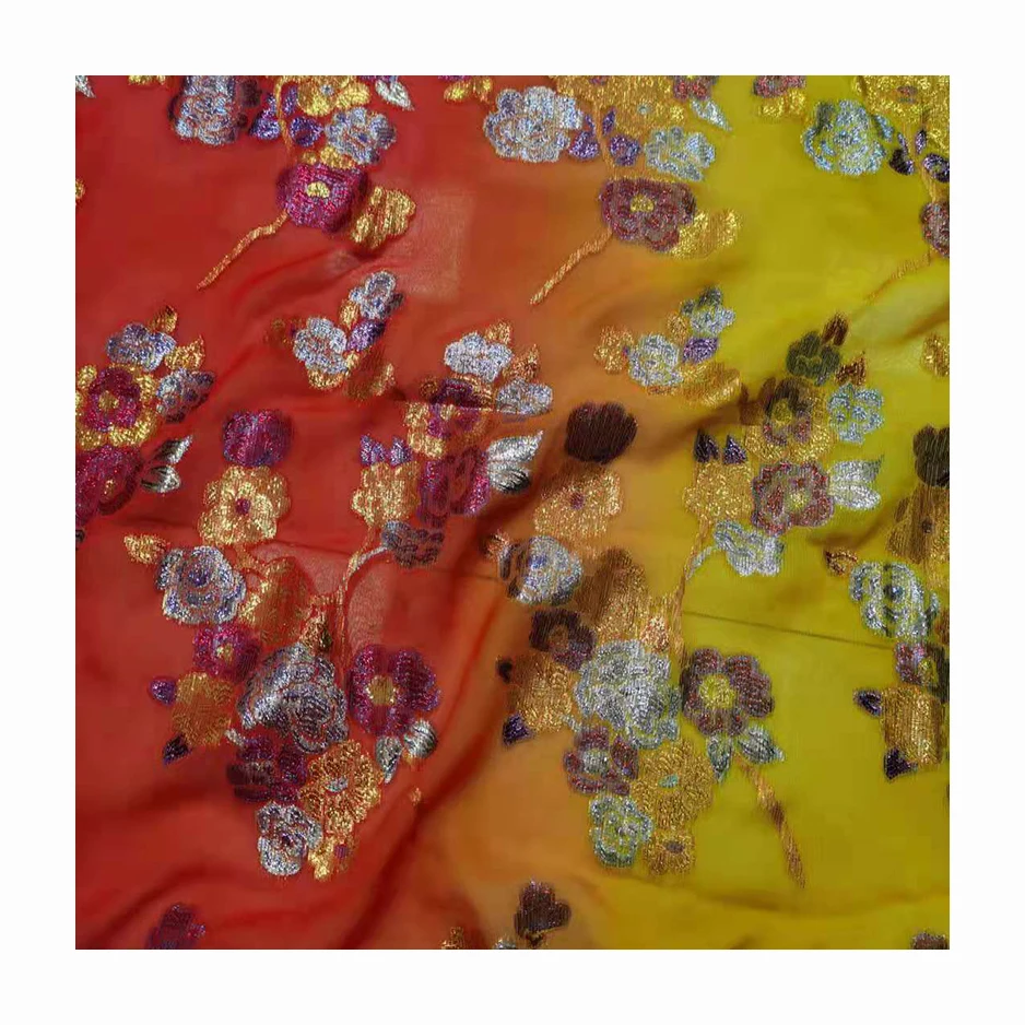 New Fashion Gogaro Shining Gorgeous Soft Silk Printed Dirac Fabric Jacquard Chiffon Tulleupholstery Fabric