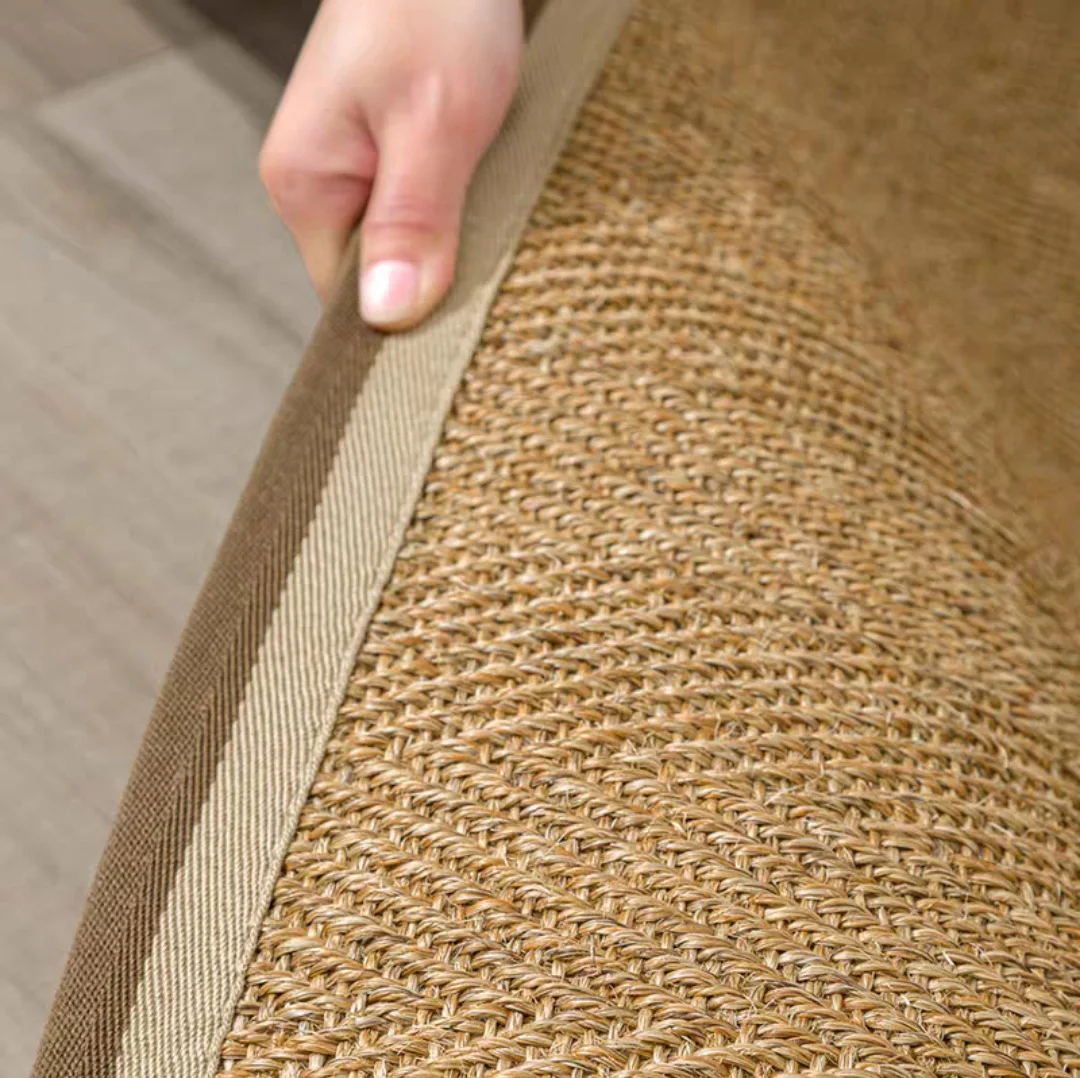 Natural fiber jute sisal material eco friendly area rugs fisnbone doormat zig zag rug carpets Herringbone  Rug Round shape