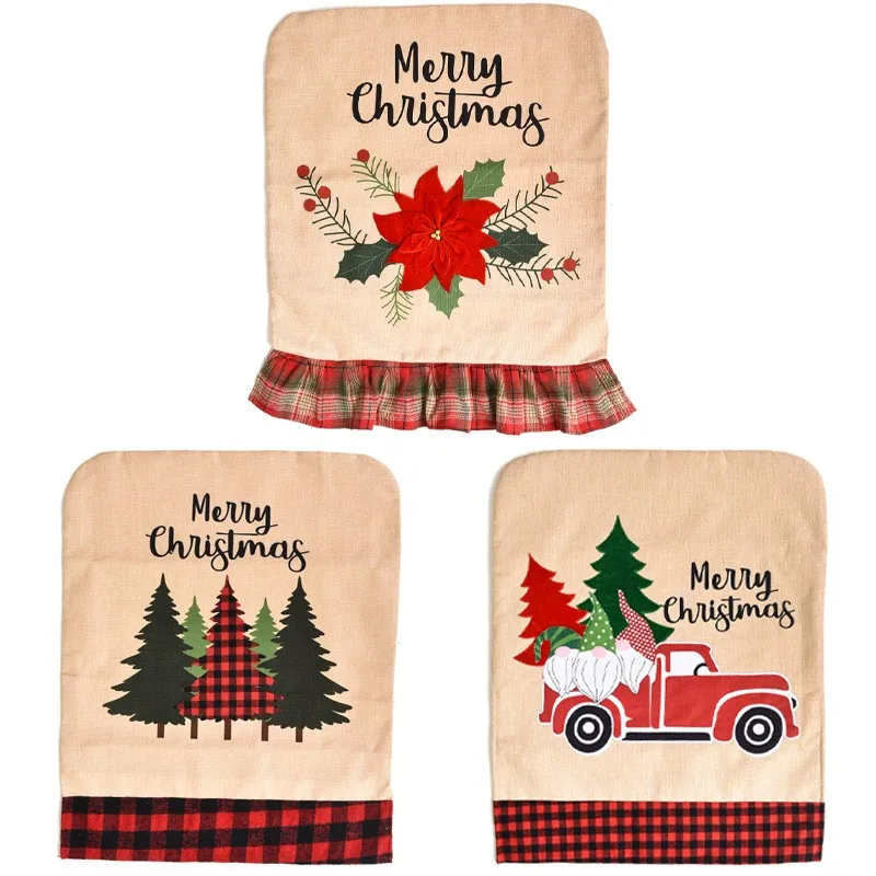 2024 New design High Quality Hot sale Santa Claus cartoon linen collocation Office chair Covers