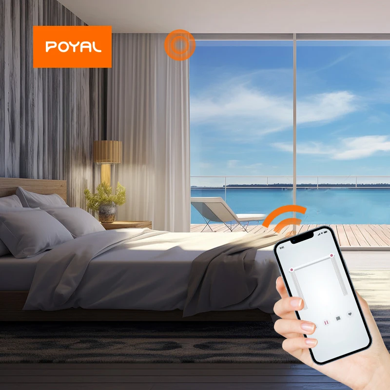 POYAL 433.92MHz Wifi Smart Electric Curtain Motor Tuya App control Aluminum Smart Home Curtain Automatic Electric Blind Motor