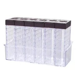 1SET 6PCS Kitchen Spice Jar Seasoning Box Kitchen Spice Storage Bottle Jars Transparent Salt And Pepper Cumin Powder