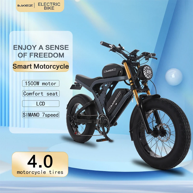 Adult Electric Bike 20 Inch Two Wheel Fat Tire Electric Bike With 48V 1500W Motor 36AH Lithium Battery