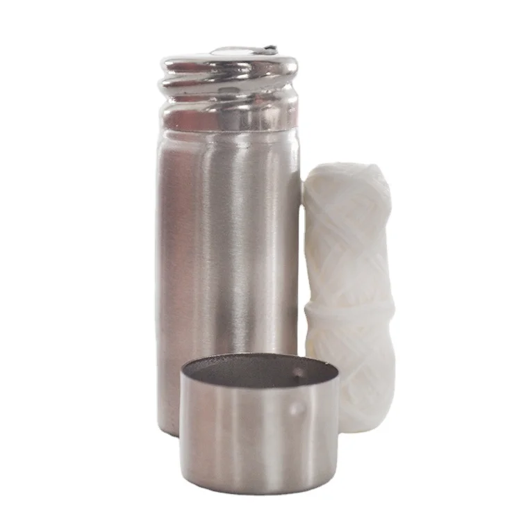 Teeth whitening  Vegan Dental floss Corn PLA floss In SUS 304 Bottle Customised Logo Laser Engraved Bottle