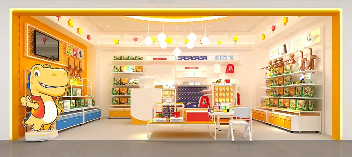 Красивая Детская витрина для магазина красочных игрушек дизайн интерьера