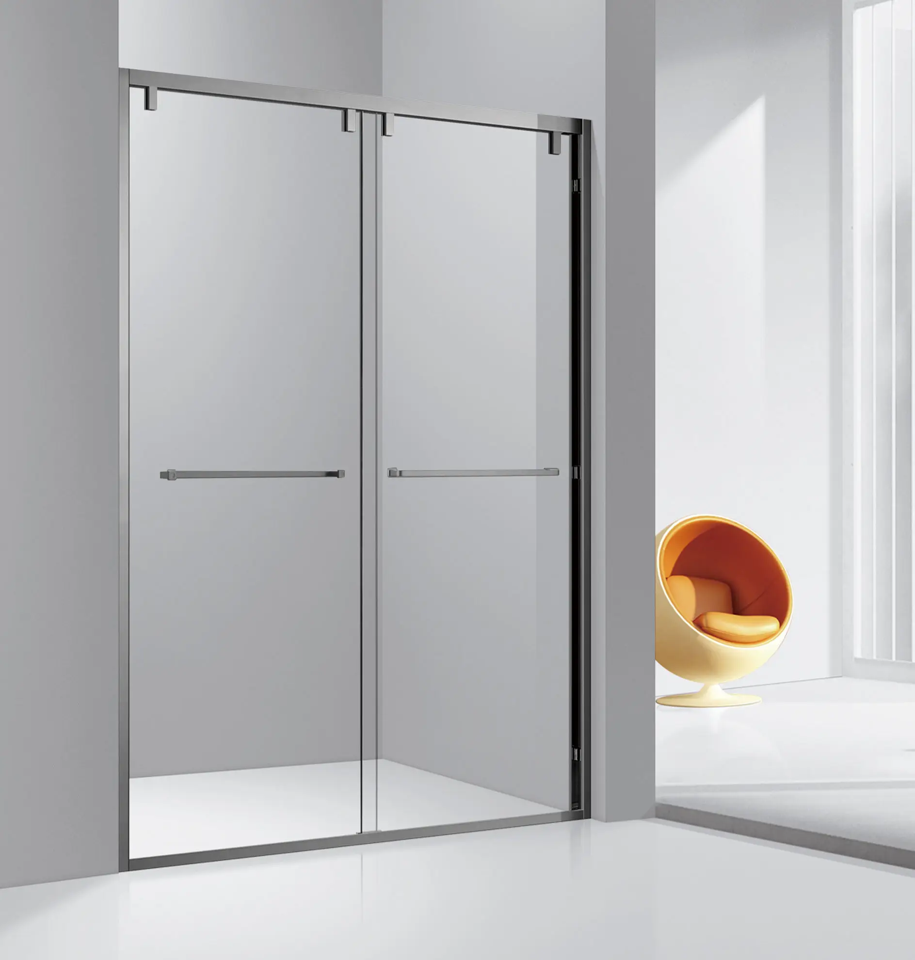 Factory Direct Aluminum Matte Black Shower Room Sliding Framed Tempered Glass Shower Door