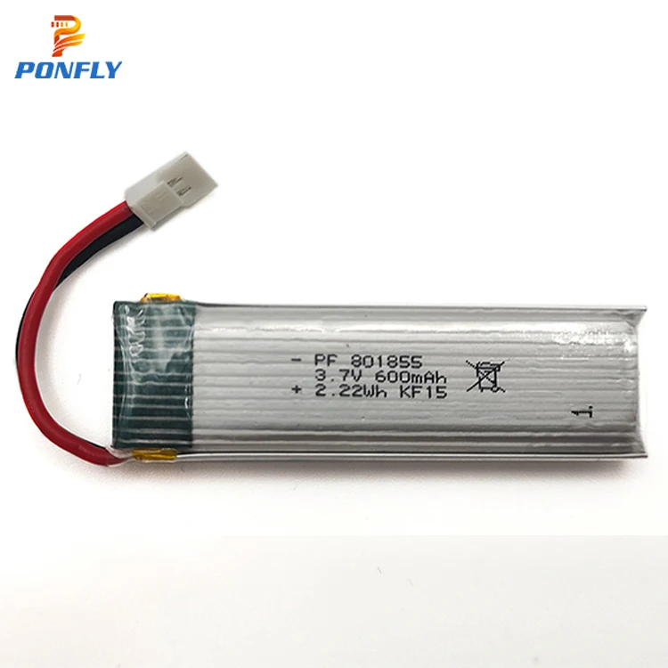 PONFLY Hot Sell Rc Drone Battery 20c 600mah  Rc Lipo 3.7v Car Battery  Model Airplane  Battery 801855