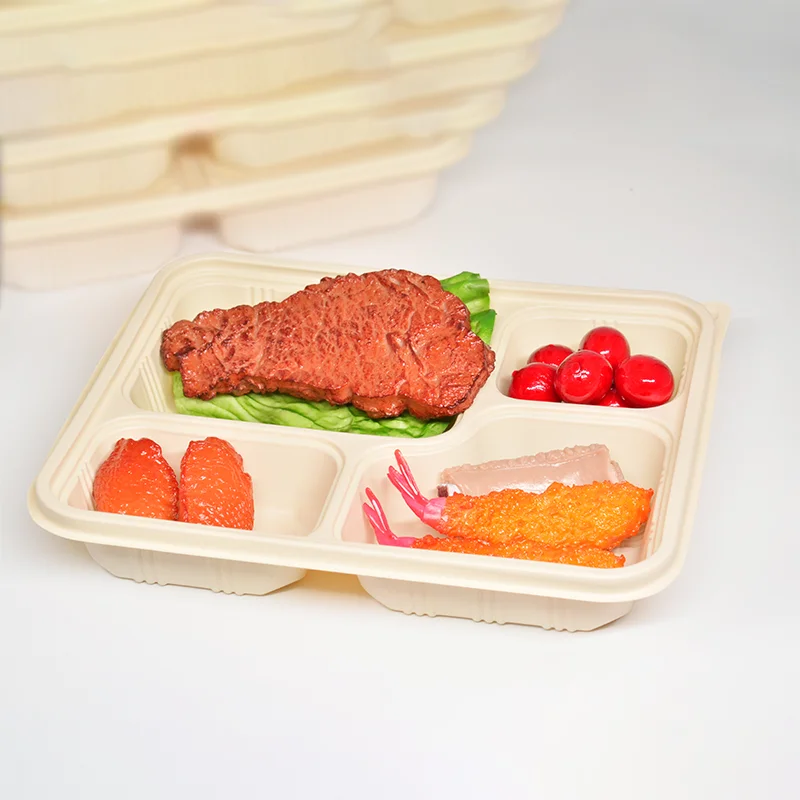 High Quality Wholesale Biodegradable Lunch Box 4 Compartments Take Out Container Food Box Meal Prep Container